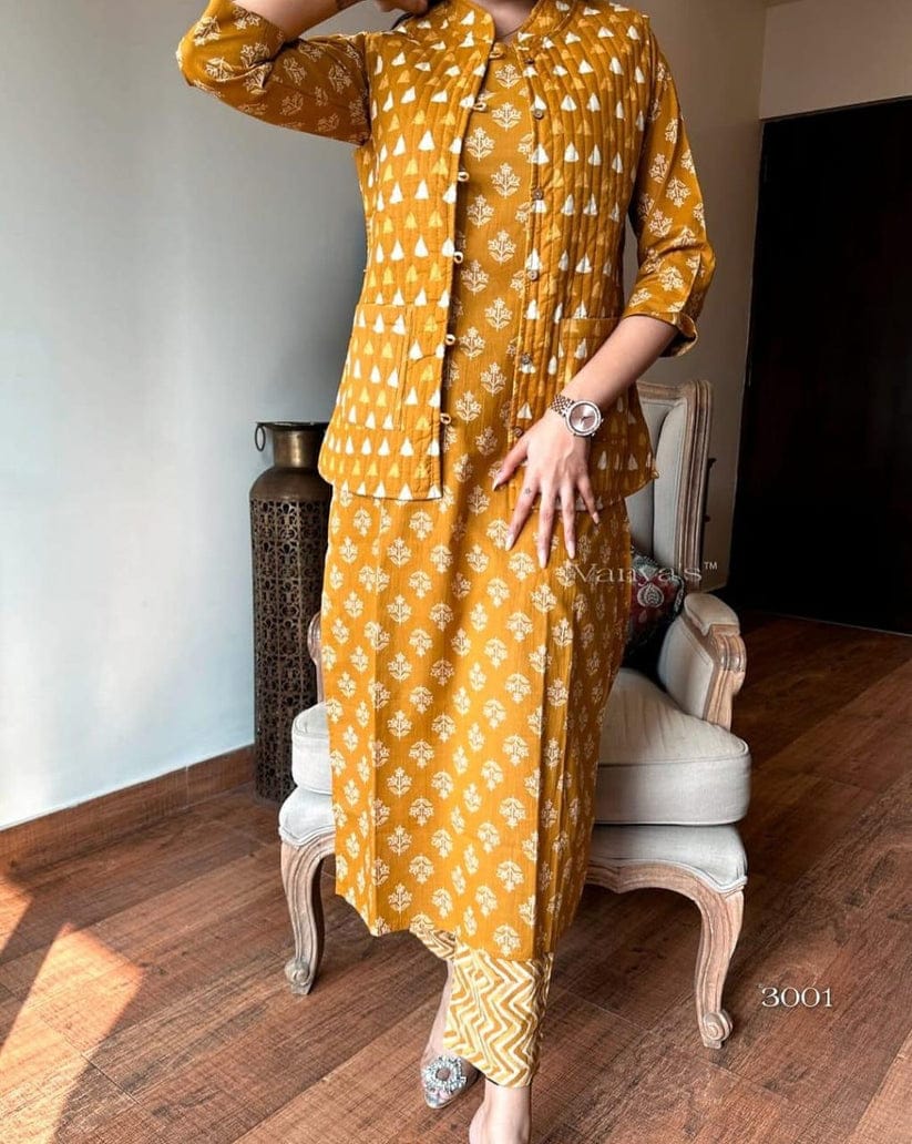 Elevate your ethnic style with this elegant heavy suit set, adorned with intricate hand embroidery and mill prints.
