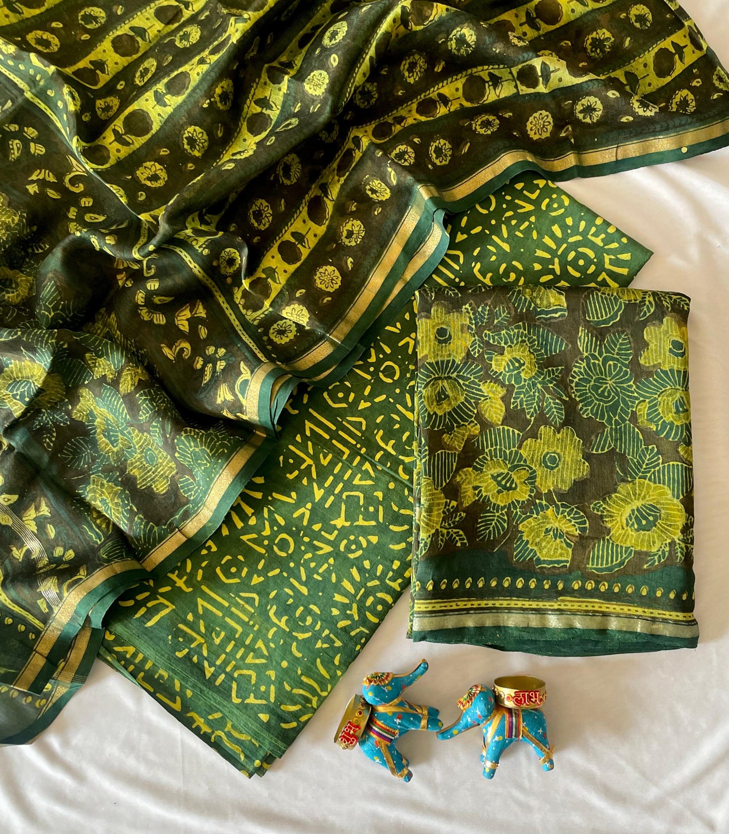 Elegant Chanderi Ajrakh Silk Saree