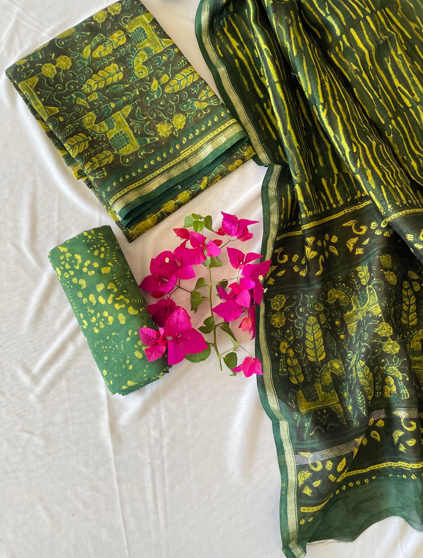Elegant Chanderi Ajrakh Silk Saree