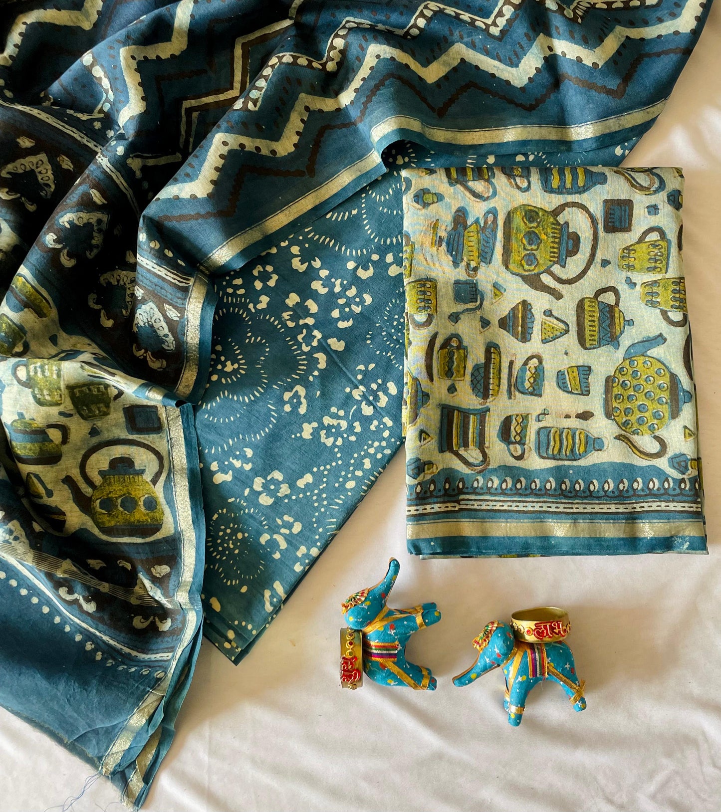 Elegant Chanderi Ajrakh Silk Saree
