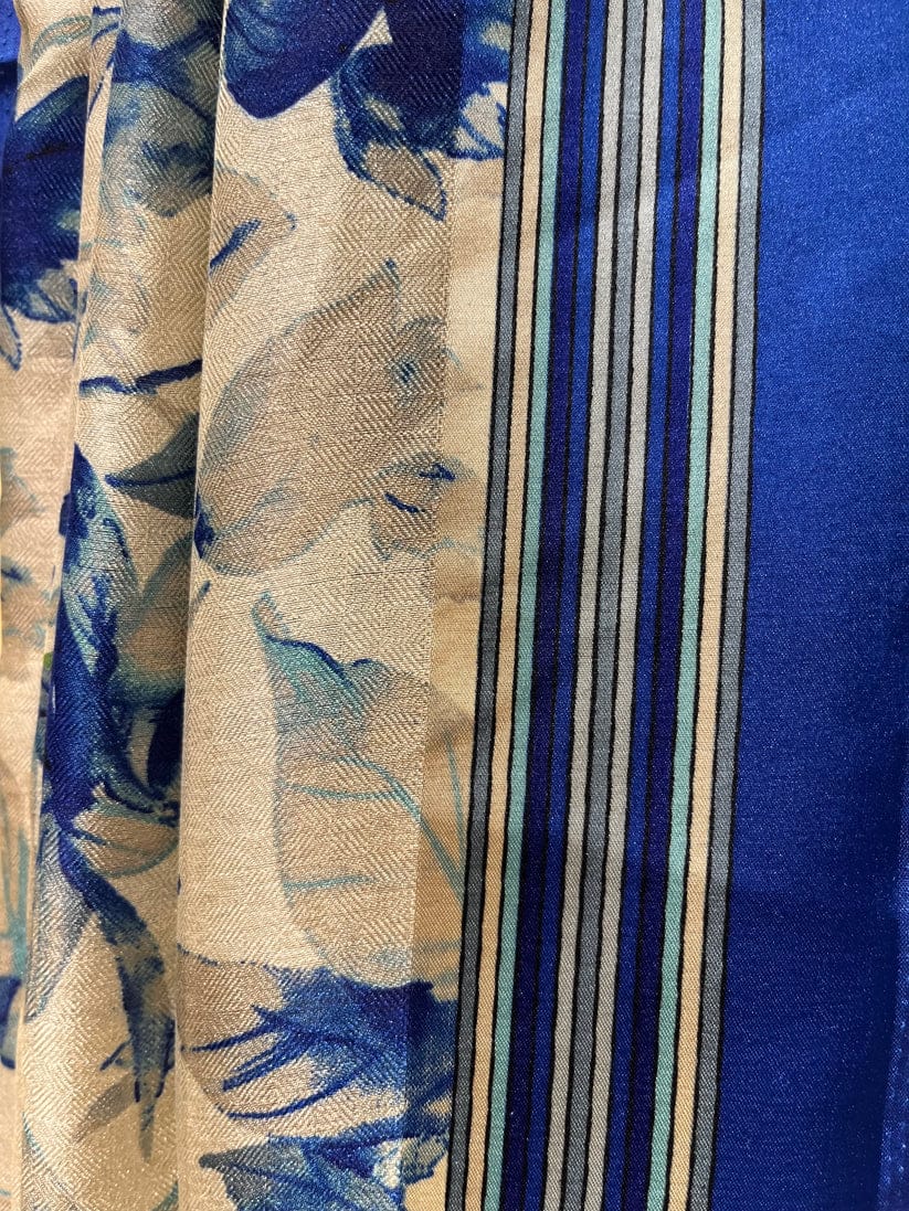 This pure pashmina feel fabrics has weaving satin border on both the sides. It’s silky design just compliments the fabric.