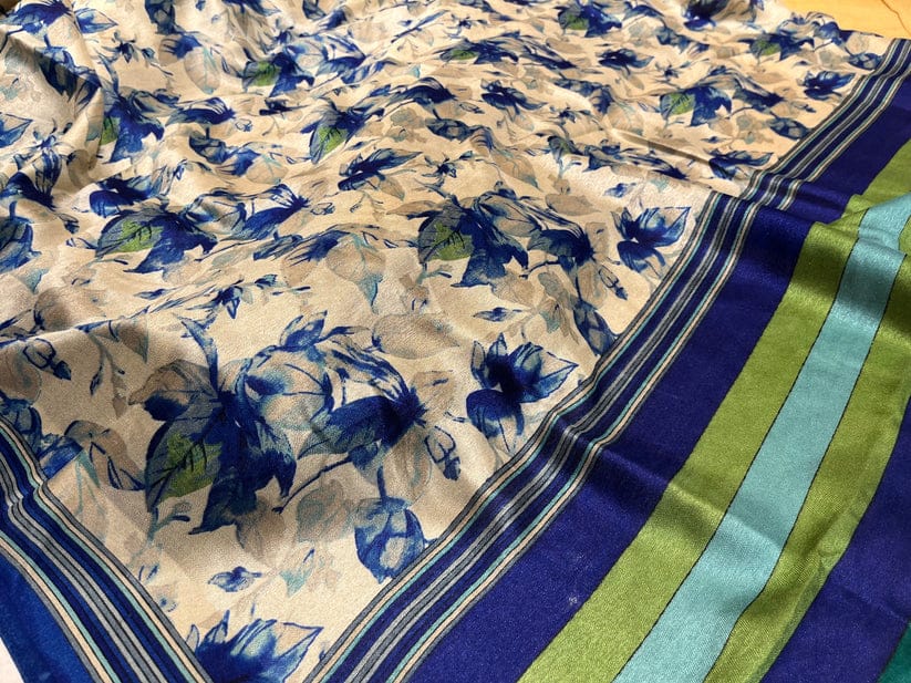 This pure pashmina feel fabrics has weaving satin border on both the sides. It’s silky design just compliments the fabric.