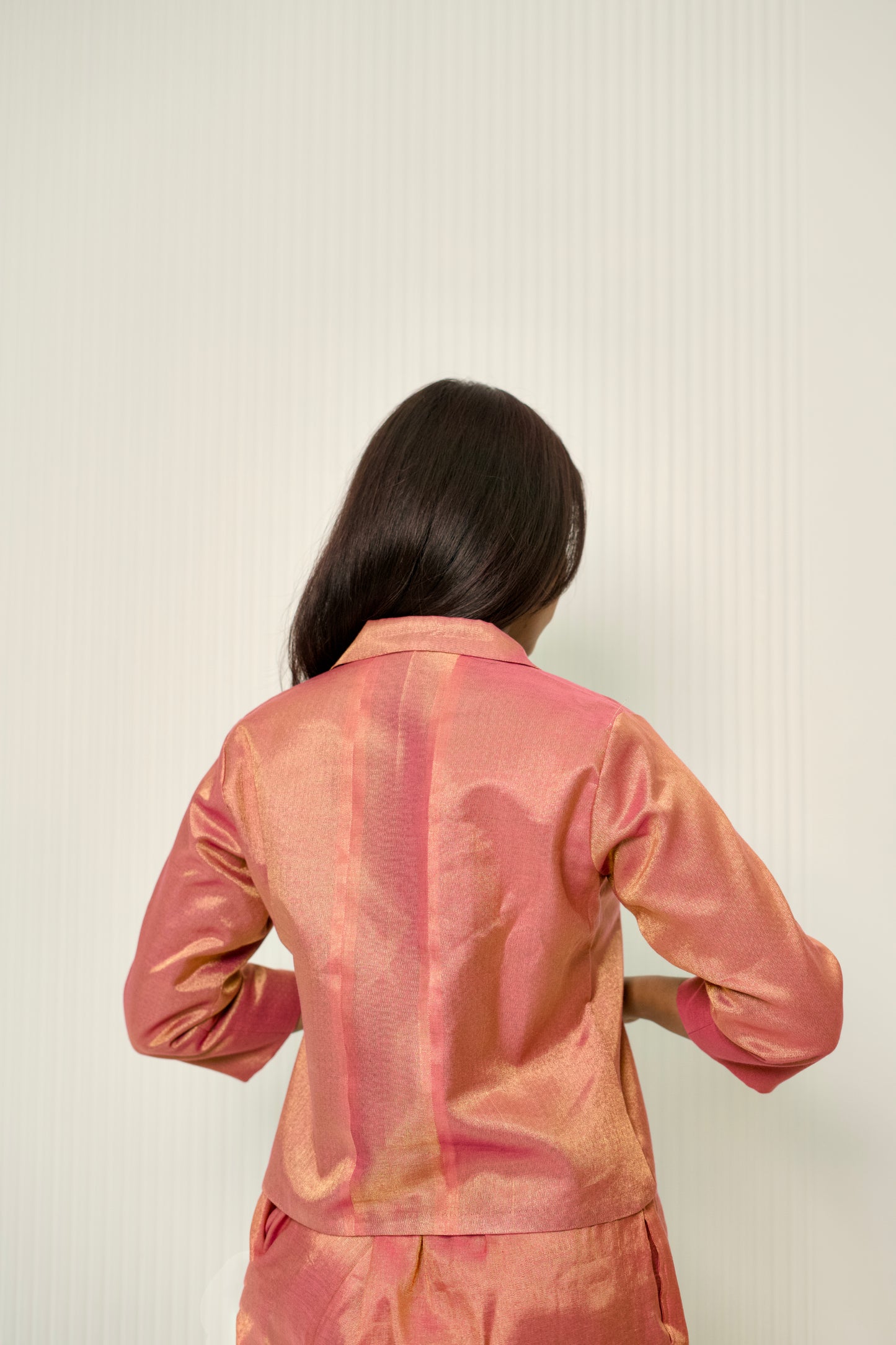 Chic Satin Jacket-Style Cord Set for Winters