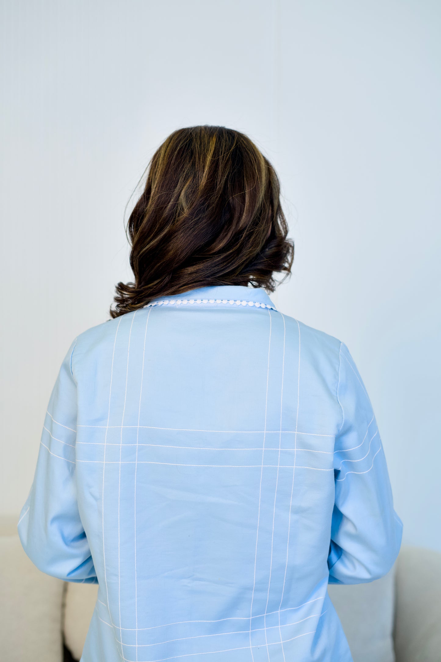 Elegant Sky Blue Cotton Cord Set