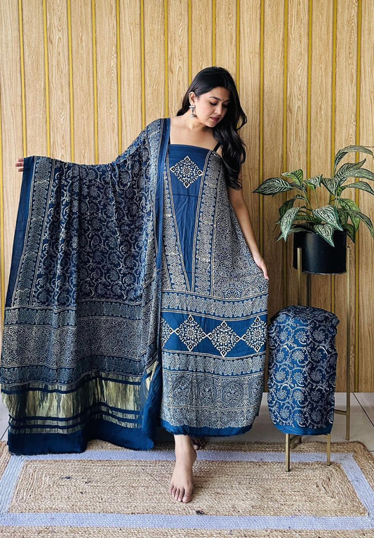 Modal ajrakh silk  Ajrakh prints