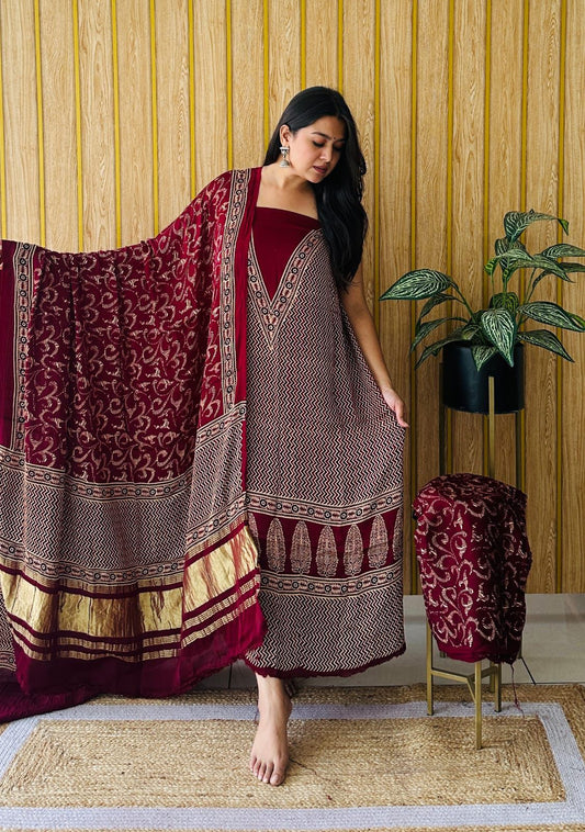 Modal ajrakh silk  Ajrakh prints