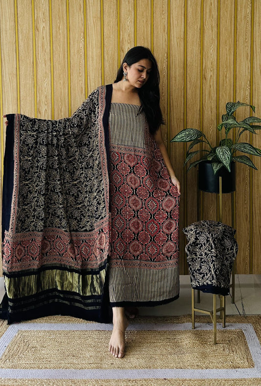 Modal ajrakh silk  Ajrakh prints