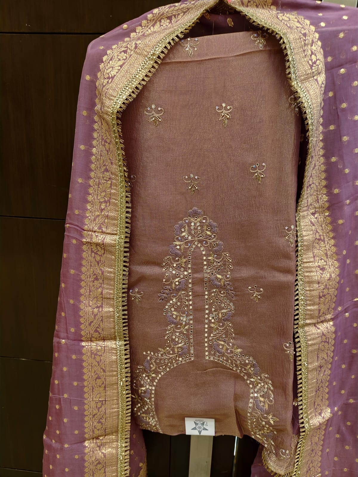 Luxurious Mauve Soft Organza Shirt with Georgette Dupatta and Shantoon Trousers"