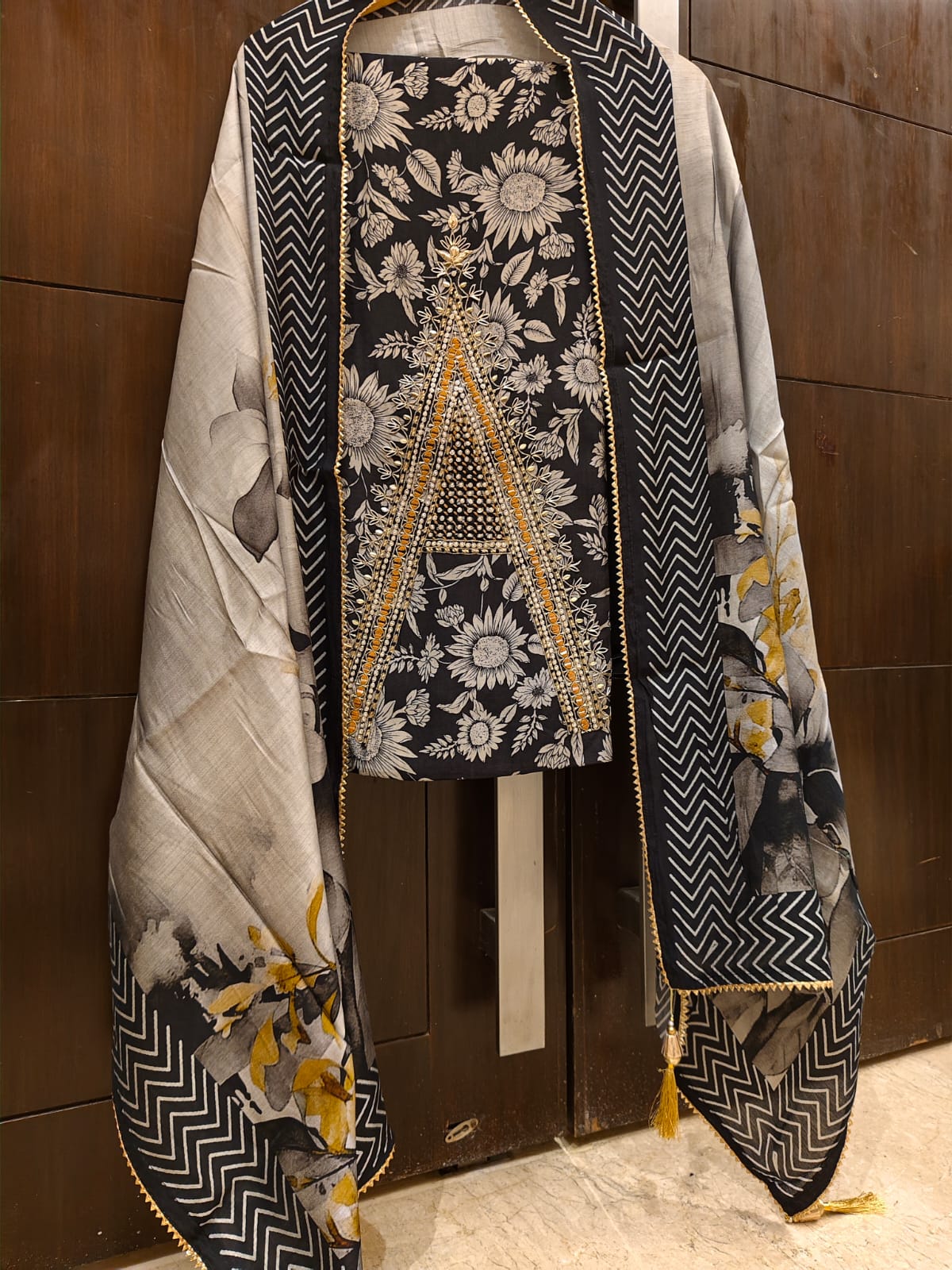 Chic Black Soft Organza Shirt with Georgette Dupatta and Shantoon Trousers
