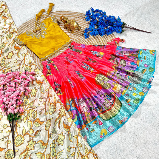 Little Pongal princess! Kids' lehenga-choli. Elegant, colorful & festive outfit for the special occasion