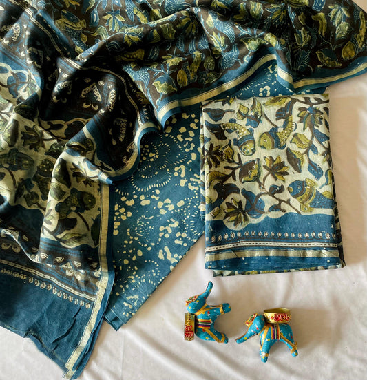 Elegant Chanderi Ajrakh Silk Saree