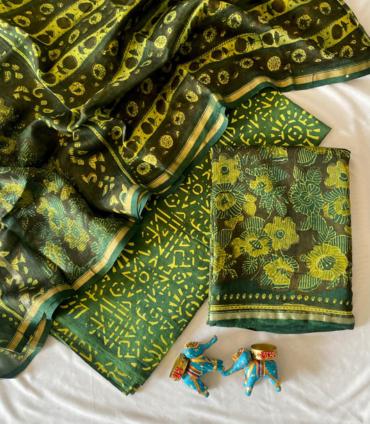 Elegant Chanderi Ajrakh Silk Saree