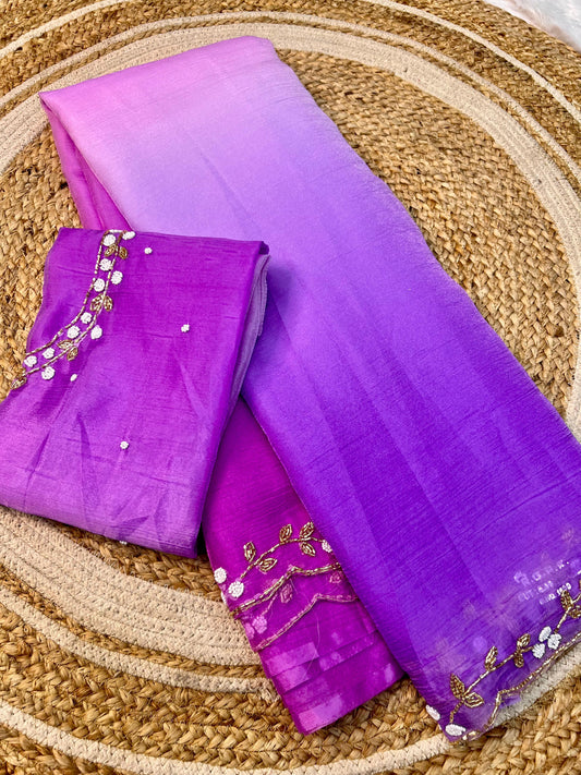 Primium Glass Candy Crush Tissue padding  Saree Silk With fully handwork Saree